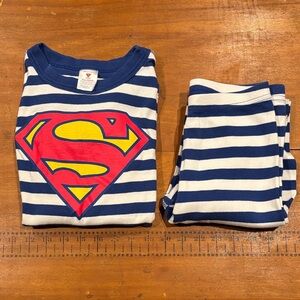 HANNA ANDERSSON x Superman 140 Blue Stripe Organic Cotton Pajama Set